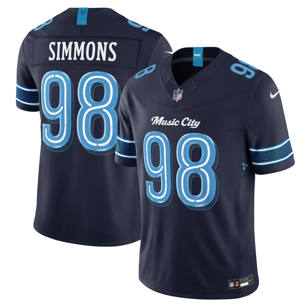 Jeffery Simmons Navy #98 Tennessee Titans 2026 Rivalries Stitched Football Jersey