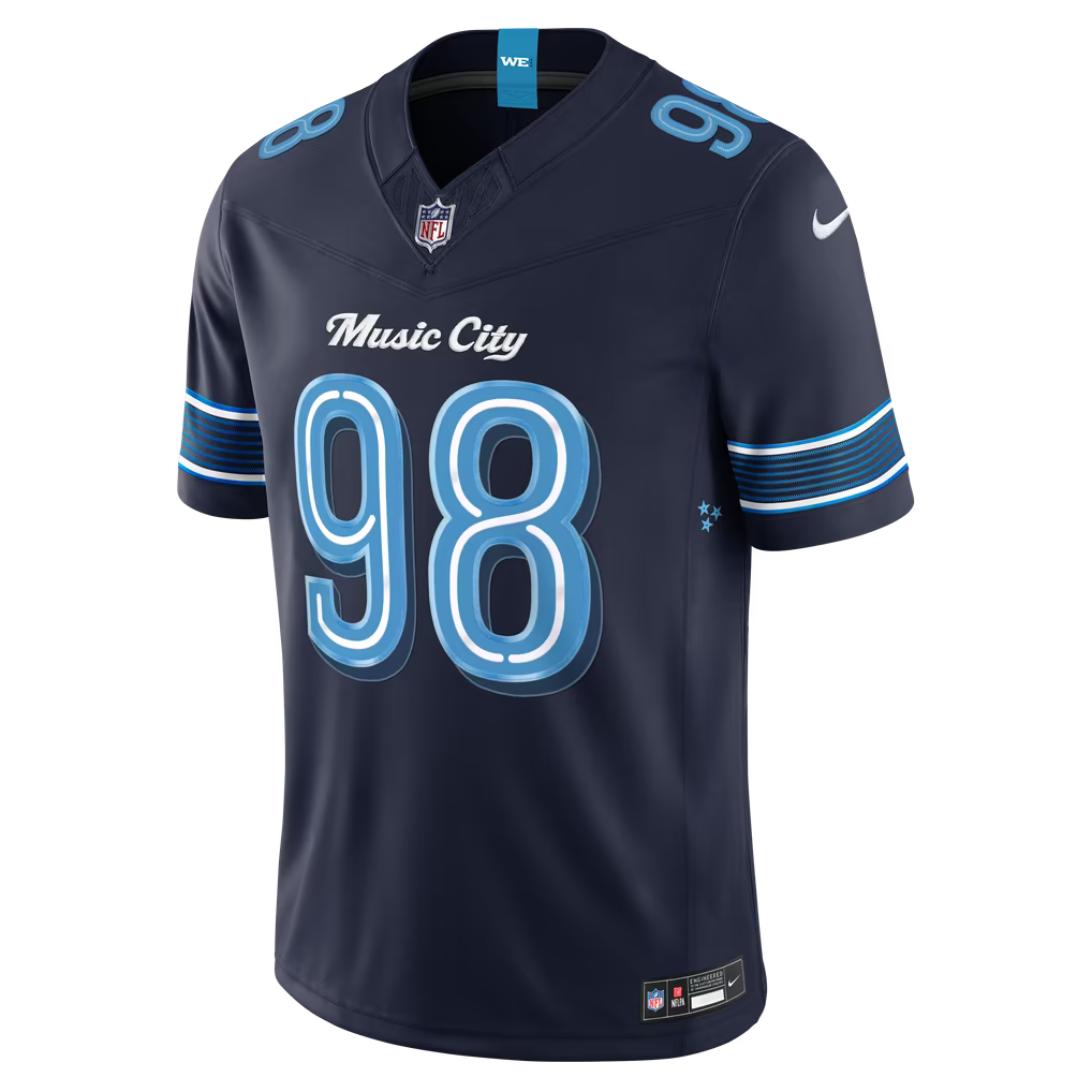 Jeffery Simmons Navy #98 Tennessee Titans 2026 Rivalries Stitched Football Jersey