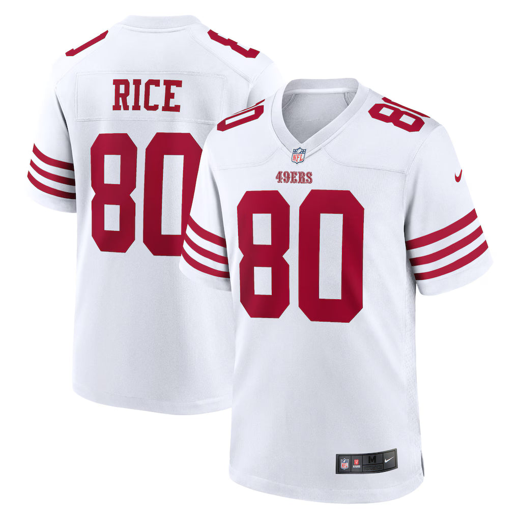 Jerry Rice #80 San Francisco 49ers Red Football Fan Jersey - White
