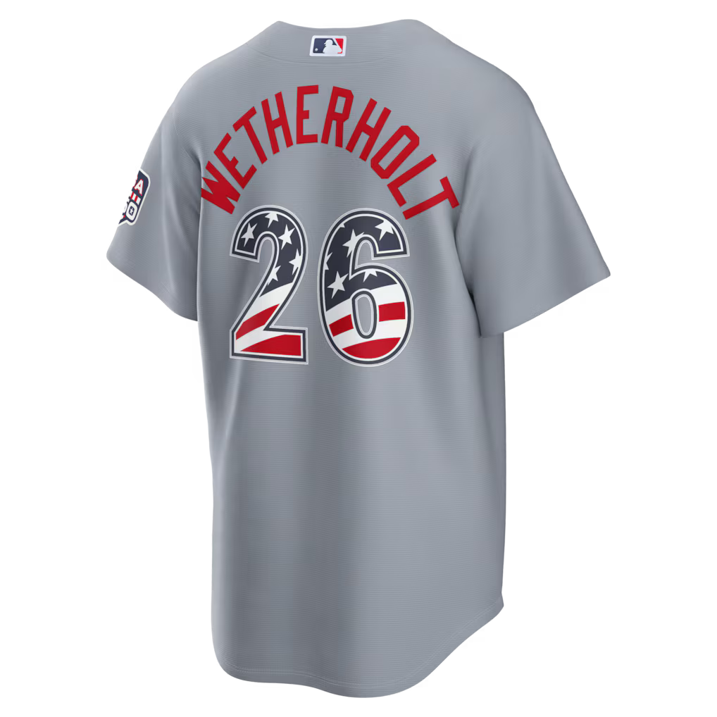 JJ Wetherholt St. Louis Cardinals USA 250 Fourth of July Road Baseball Jersey – Gray