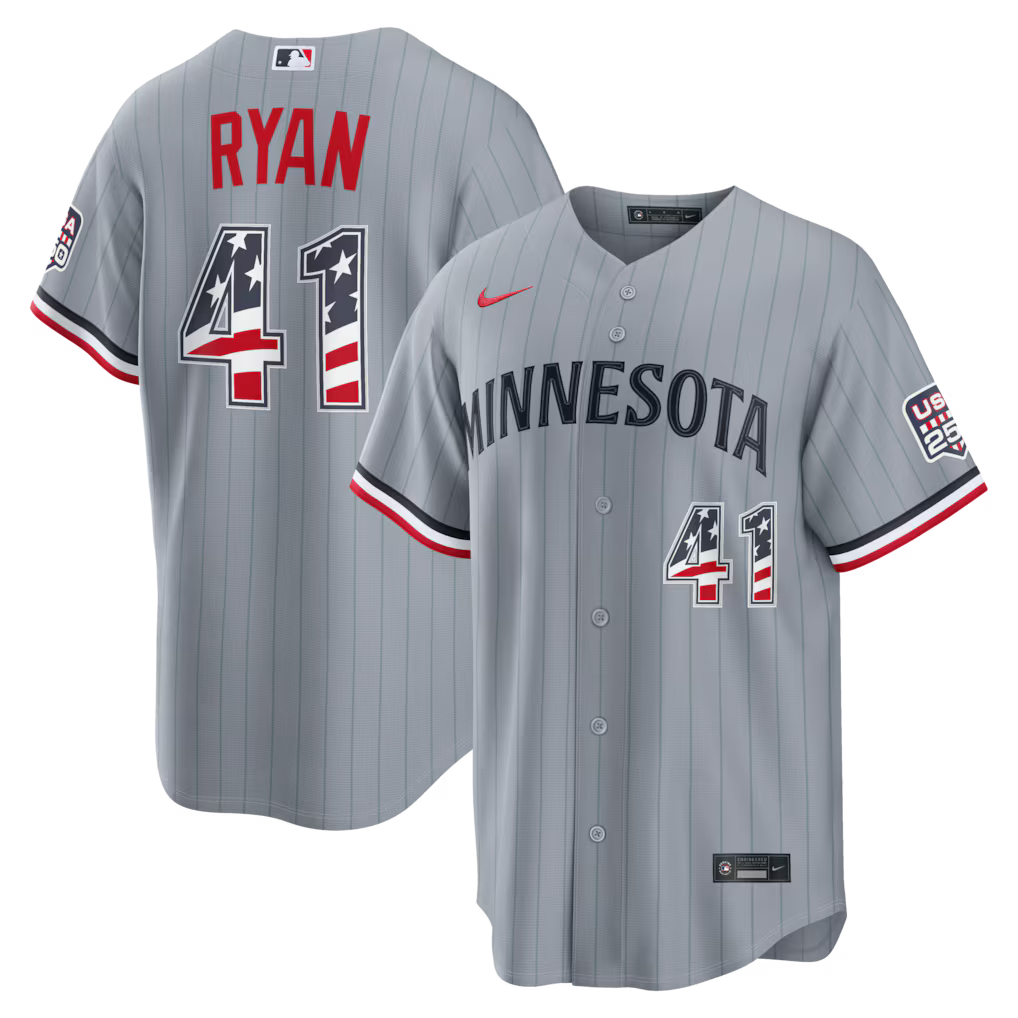 Joe Ryan Minnesota Twins USA 250 Fourth of July Road Baseball Jersey – Gray