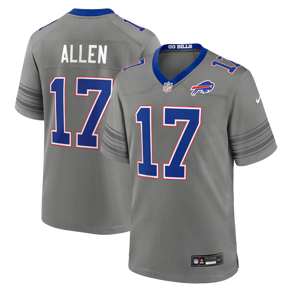Josh Allen Buffalo Bills #17 Gray Football Jersey