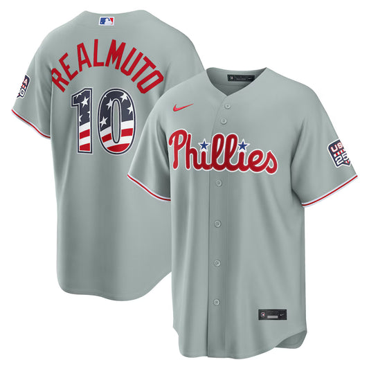 J.T. Realmuto Philadelphia Phillies USA 250 Fourth of July Road Baseball Jersey – Gray (Copy)