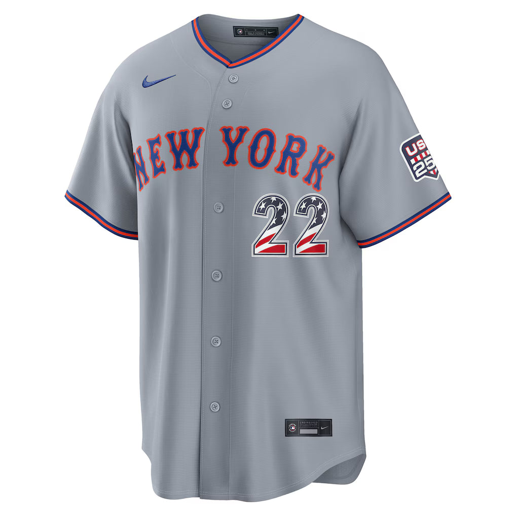 Juan Soto New York Mets USA 250 Fourth of July Road Baseball Jersey – Gray