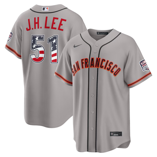 Jung Hoo Lee San Francisco Giants USA 250 Fourth of July Road Baseball Jersey – Gray