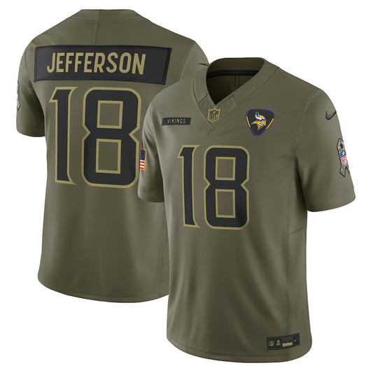 Justin Jefferson Minnesota Vikings 2025 Salute to Service Limited Jersey - Olive - NFL