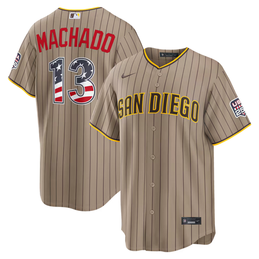 Manny Machado San Diego Padres USA 250 Fourth of July Alternate Baseball Jersey – Sand