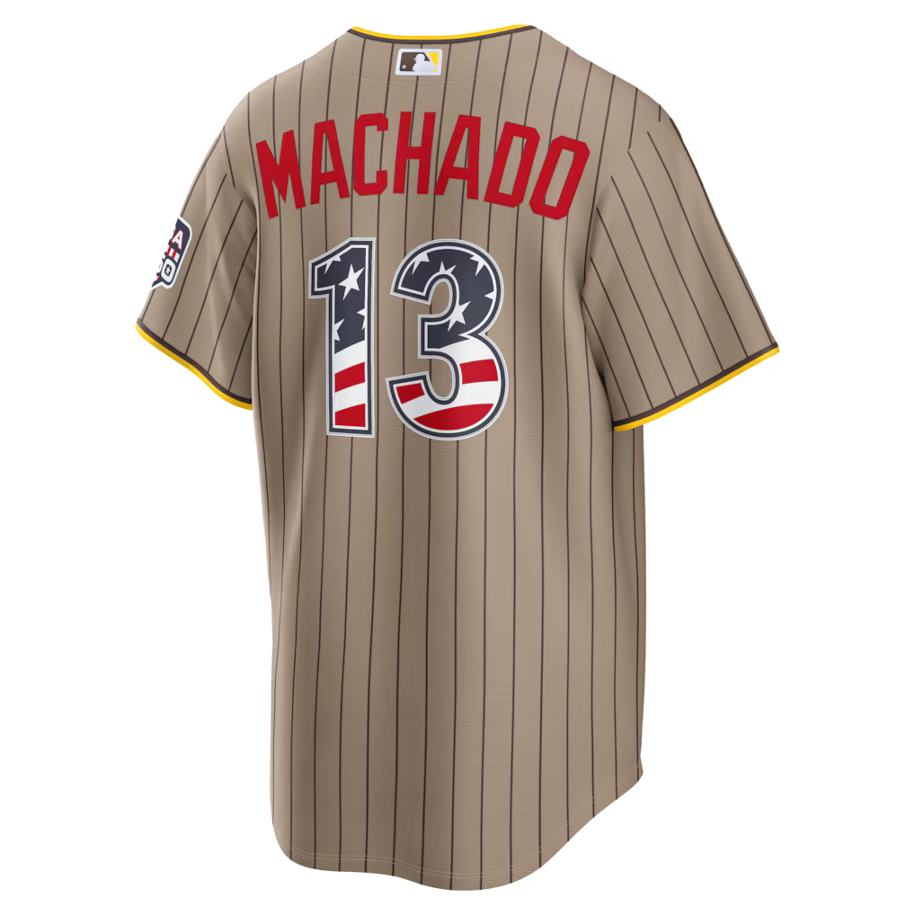 Manny Machado San Diego Padres USA 250 Fourth of July Alternate Baseball Jersey – Sand