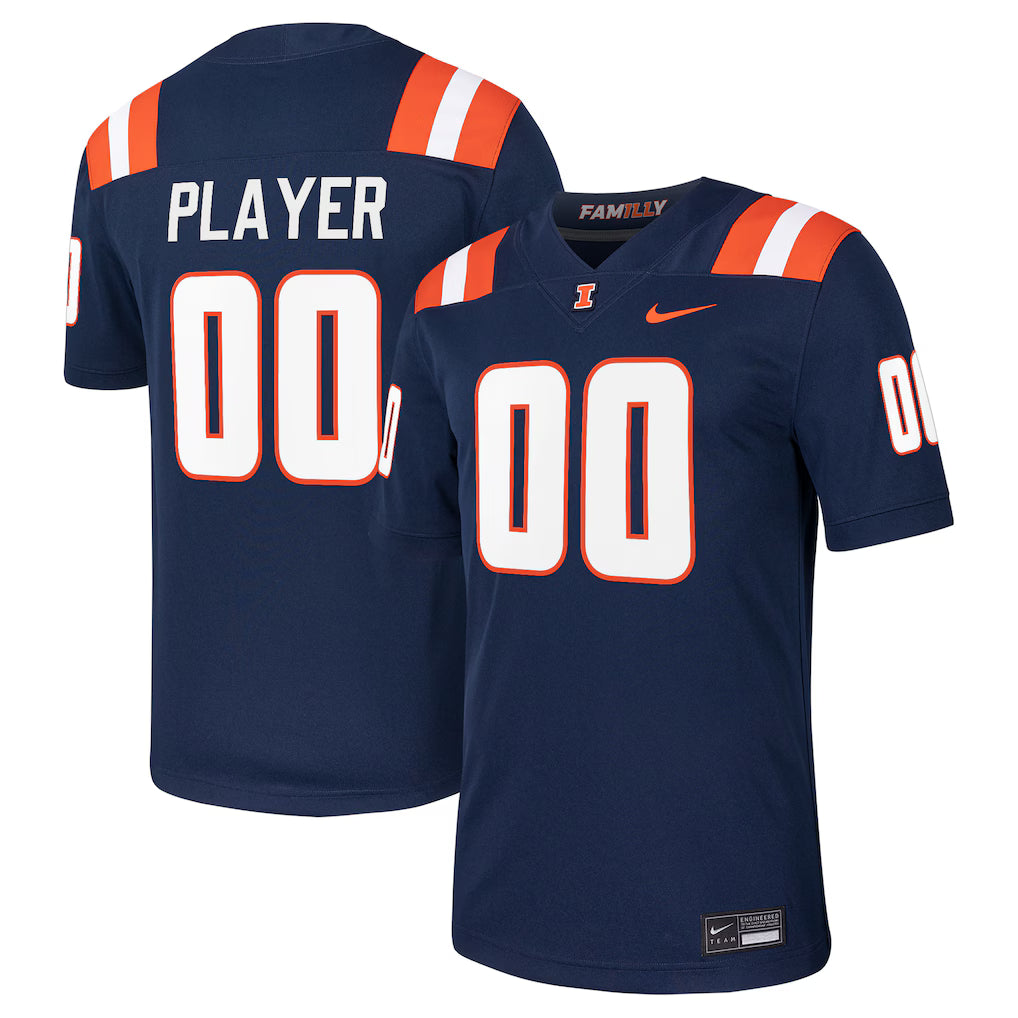 Illinois Fighting Illini Nike Pick-A-Player NIL Football Game Jersey - Navy - NCAA