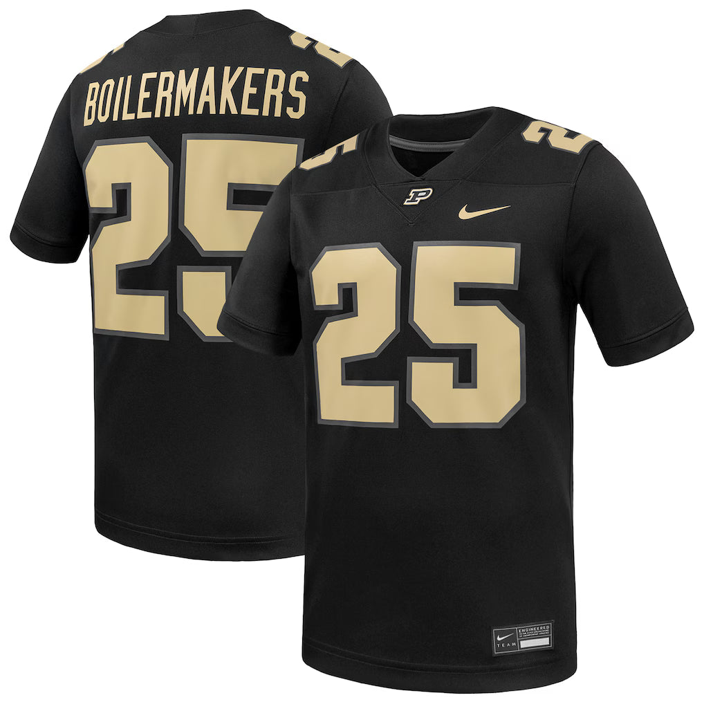 #25 Purdue Boilermakers Game Jersey - Black -