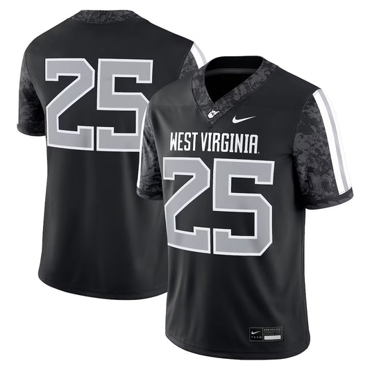 #25 West Virginia Mountaineers Alternate Game Jersey - Black -