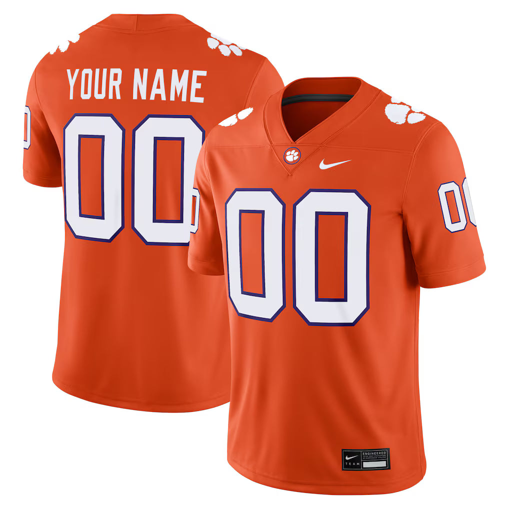 Clemson Tigers Custom Football Game Jersey - Orange - NCAA