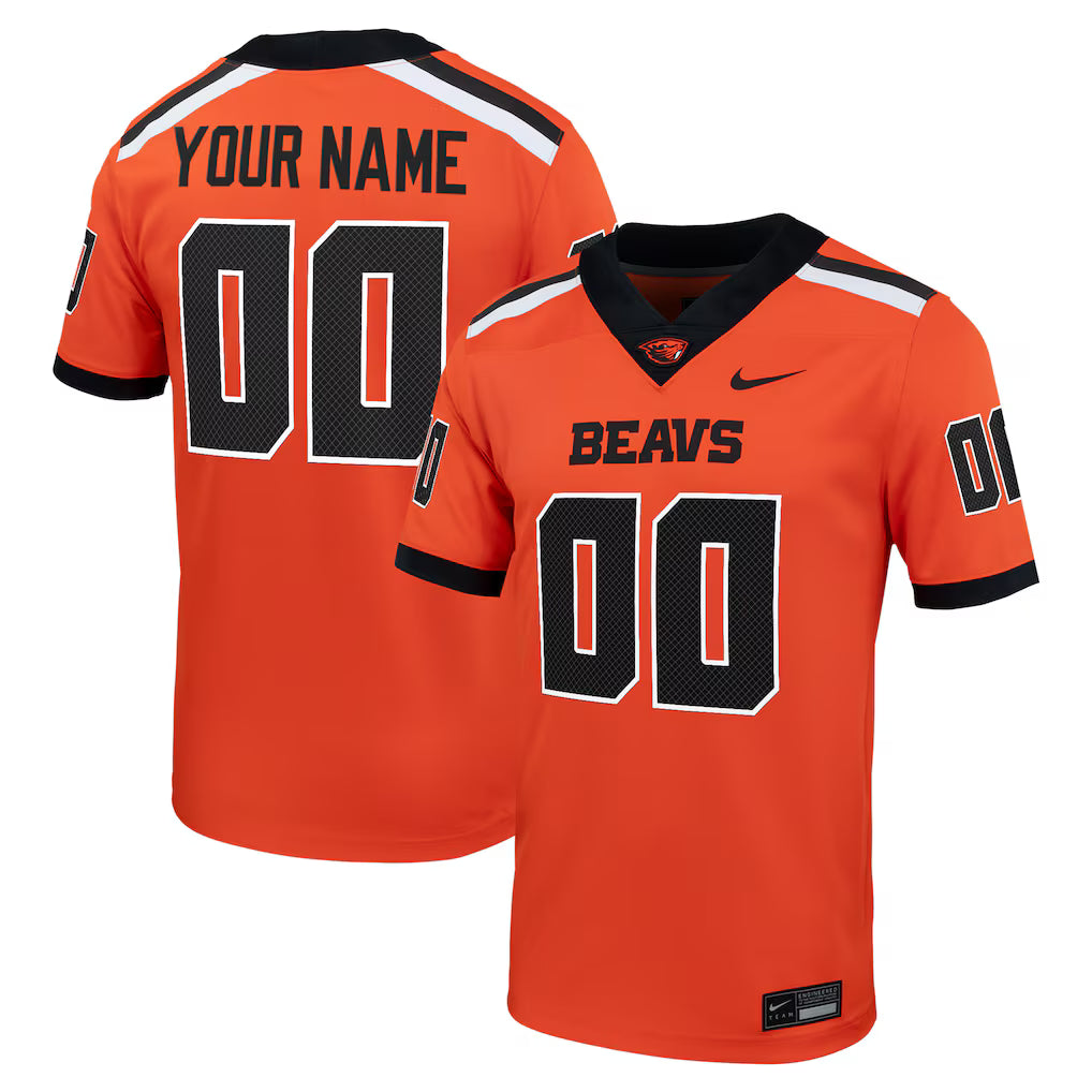 Oregon State Beavers Custom Football Game Jersey - Orange -