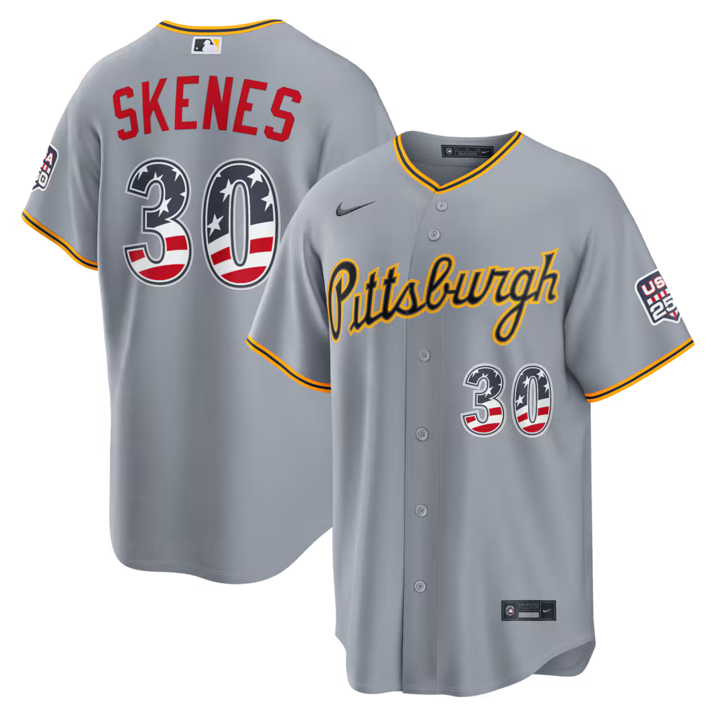 Paul Skenes Pittsburgh Pirates USA 250 Fourth of July Road Baseball Jersey – Gray