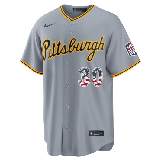 Paul Skenes Pittsburgh Pirates USA 250 Fourth of July Road Baseball Jersey – Gray