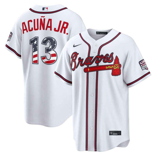 Ronald Acuña Jr. Atlanta Braves USA 250 Fourth of July Home Baseball Jersey – White
