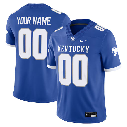 Kentucky Wildcats Custom Football Game Jersey - Royal - NCAA