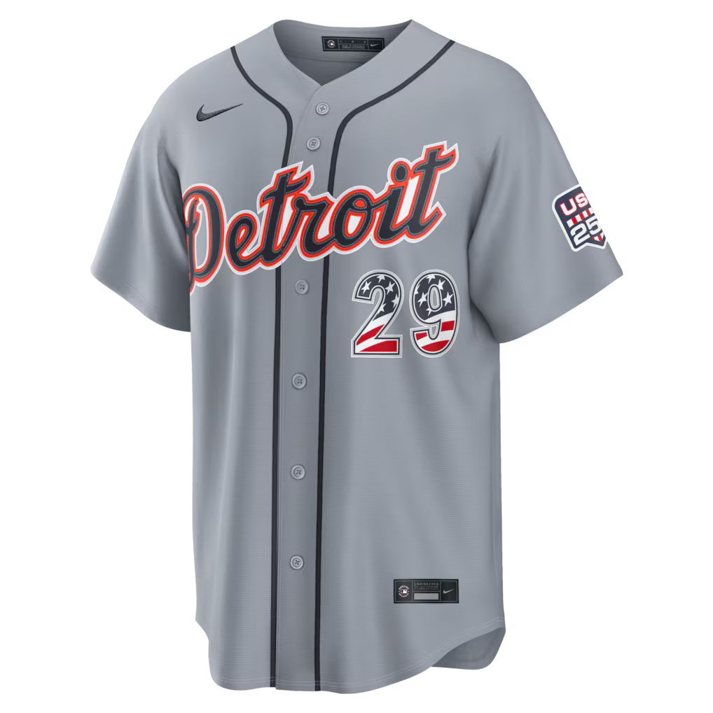 Tarik Skubal Detroit Tigers USA 250 Fourth of July Road Baseball Jersey – Gray