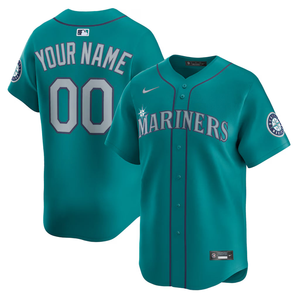 Seattle Mariners Alternate Limited Custom Jersey in teal with customizable name and number