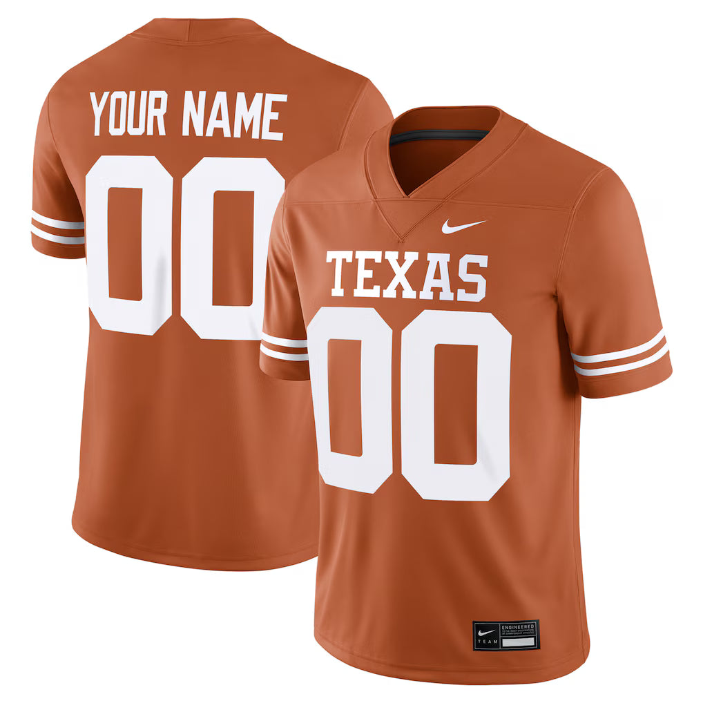 Texas Longhorns Custom Football Game Jersey - Texas Orange -