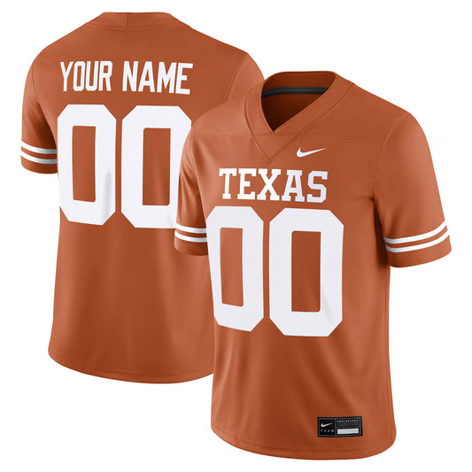 Texas Longhorns Custom Football Game Jersey - Texas Orange -