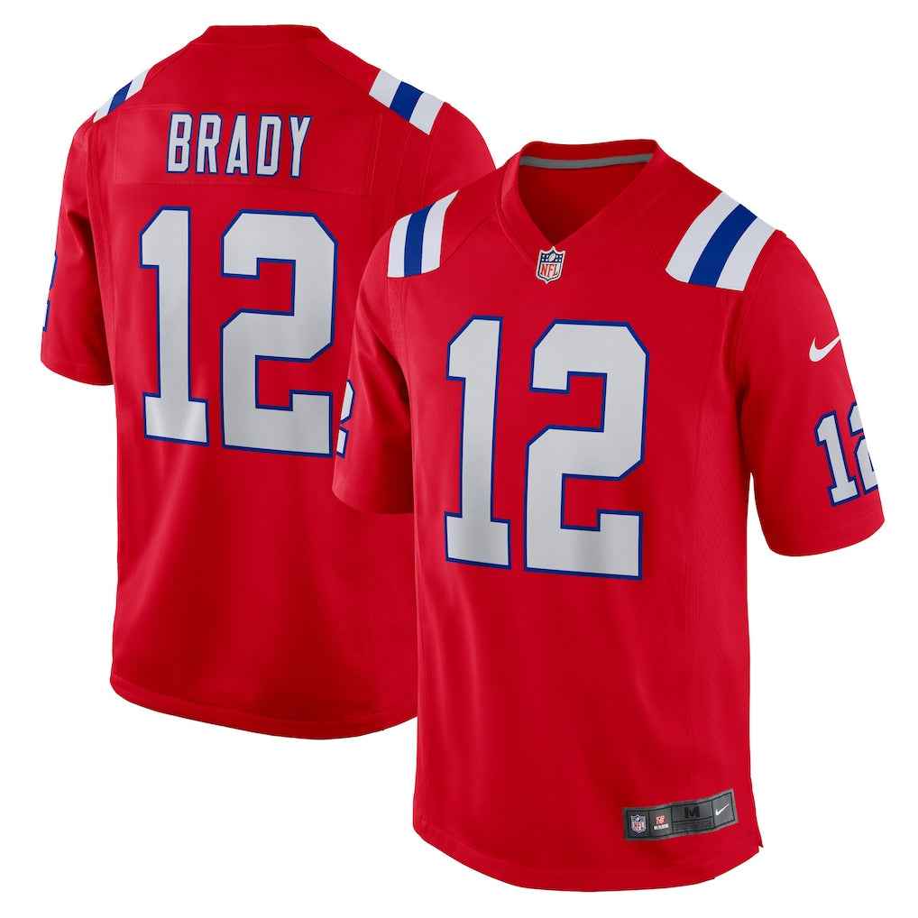 Tom Brady #12 New England Custom Name & Number Football Fan Jersey - Red