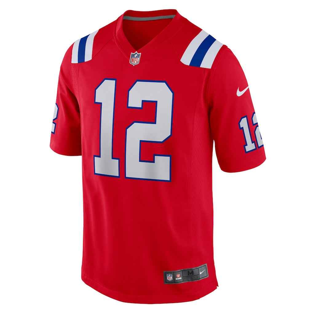 Tom Brady #12 New England Custom Name & Number Football Fan Jersey - Red