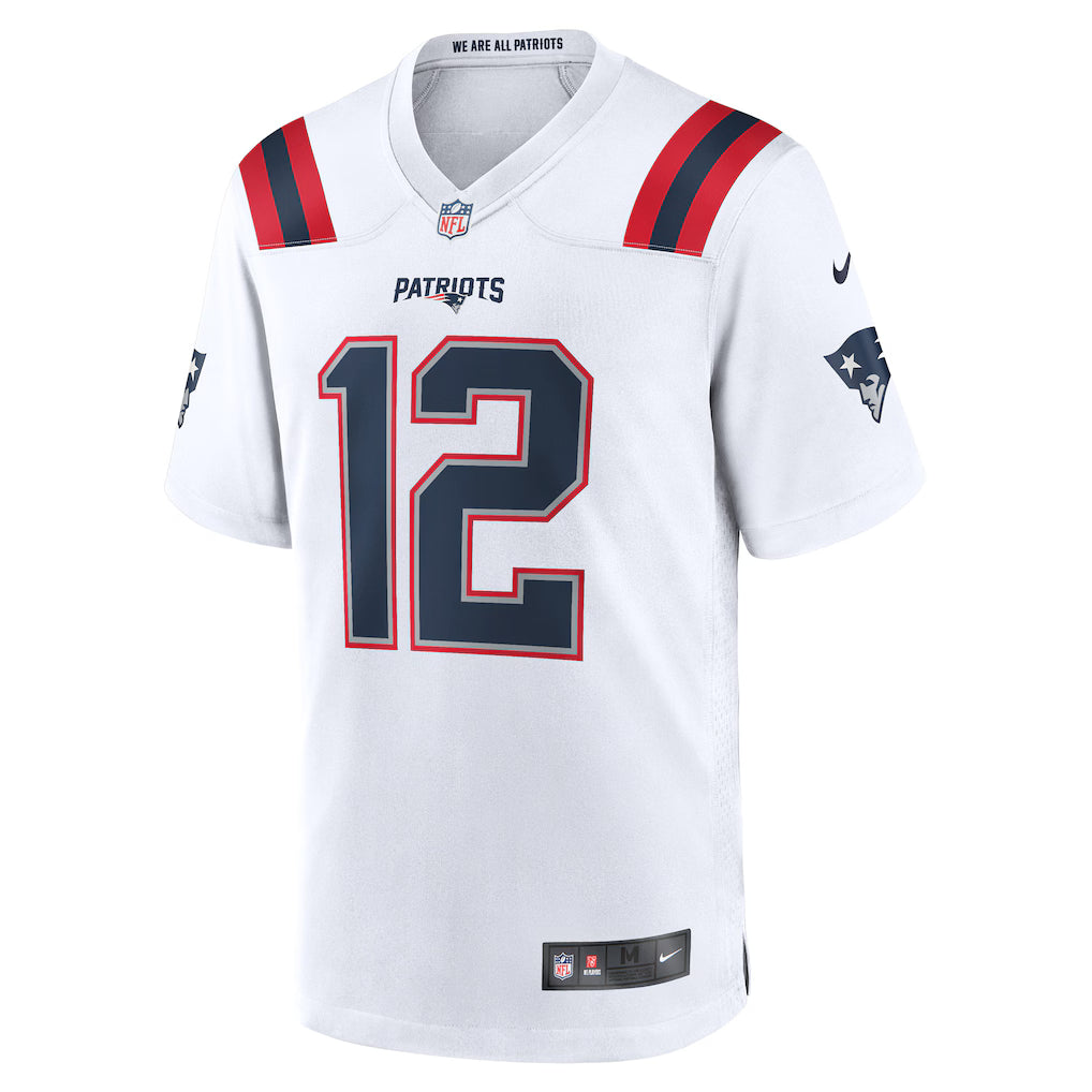Tom Brady #12 New England Custom Name & Number Football Fan Jersey - White