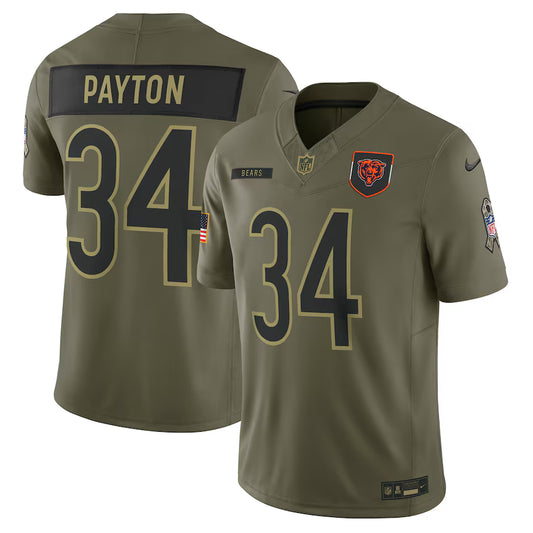 Walter Payton Chicago Bears 2025 Salute to Service Retired Limited Jersey - Olive - NFL