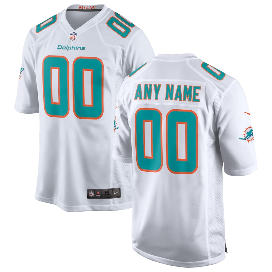 Miami Dolphins Custom Game Jersey - White- NFL