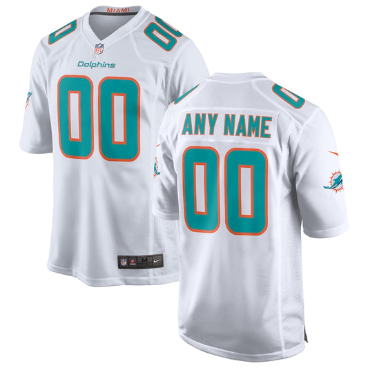 Miami Dolphins Custom Game Jersey - White- NFL