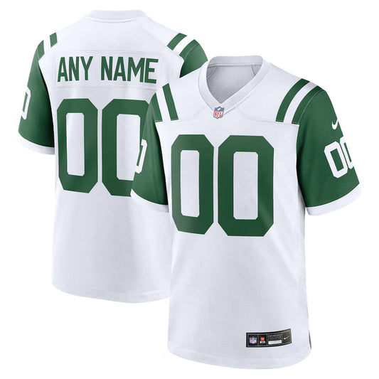 New York Jets Classic Alternate Custom Replica Jersey - White - NFL