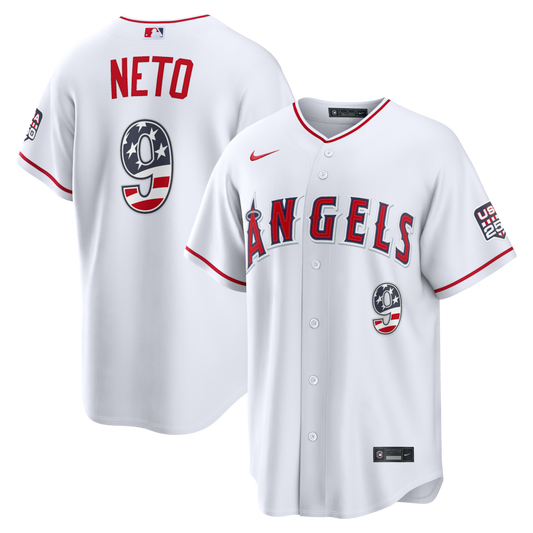 Zach Neto Los Angeles Angels USA 250 Fourth of July Home Baseball Jersey – White