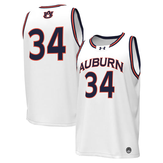 #34 Auburn Tigers Under Armour Basketball Jersey - White - NCAA