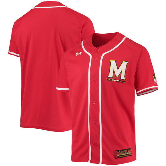 Maryland Terrapins Under Armour Baseball Jersey - Red - NCAA