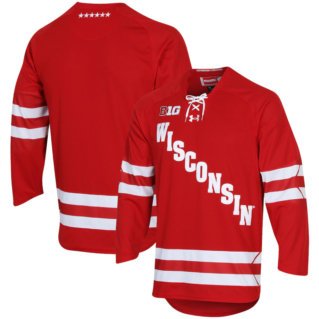 Wisconsin Badgers Under Armour UA Hockey Jersey - Red -