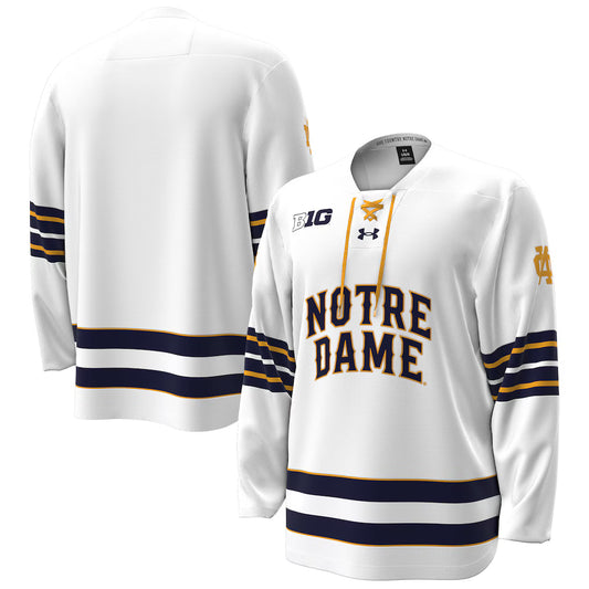Notre Dame Fighting Irish Under Armour Home Hockey Jersey - White - NCAA
