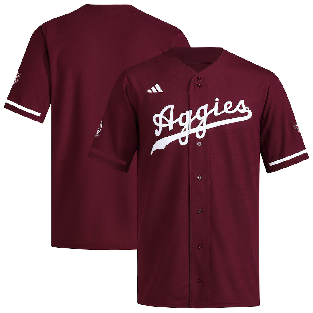 Texas A&M Aggies Reversible Retro Full-Button Baseball Jersey - Maroon -