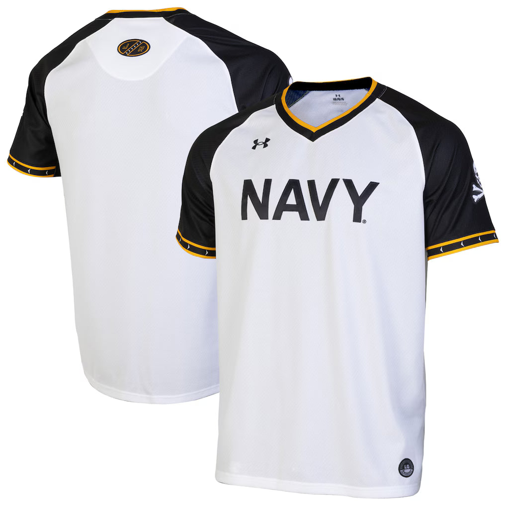 Navy Midshipmen Under Armour Full-Button Baseball Jersey - White - NCAA