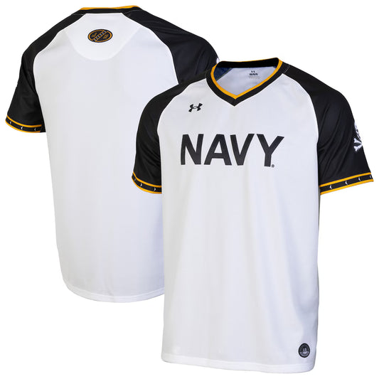 Navy Midshipmen Under Armour Full-Button Baseball Jersey - White - NCAA