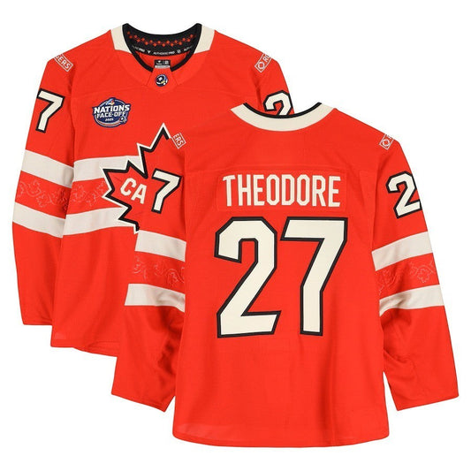 Shea Theodore Canada Game 4 Nations Face-Off #27 Red hockey jersey