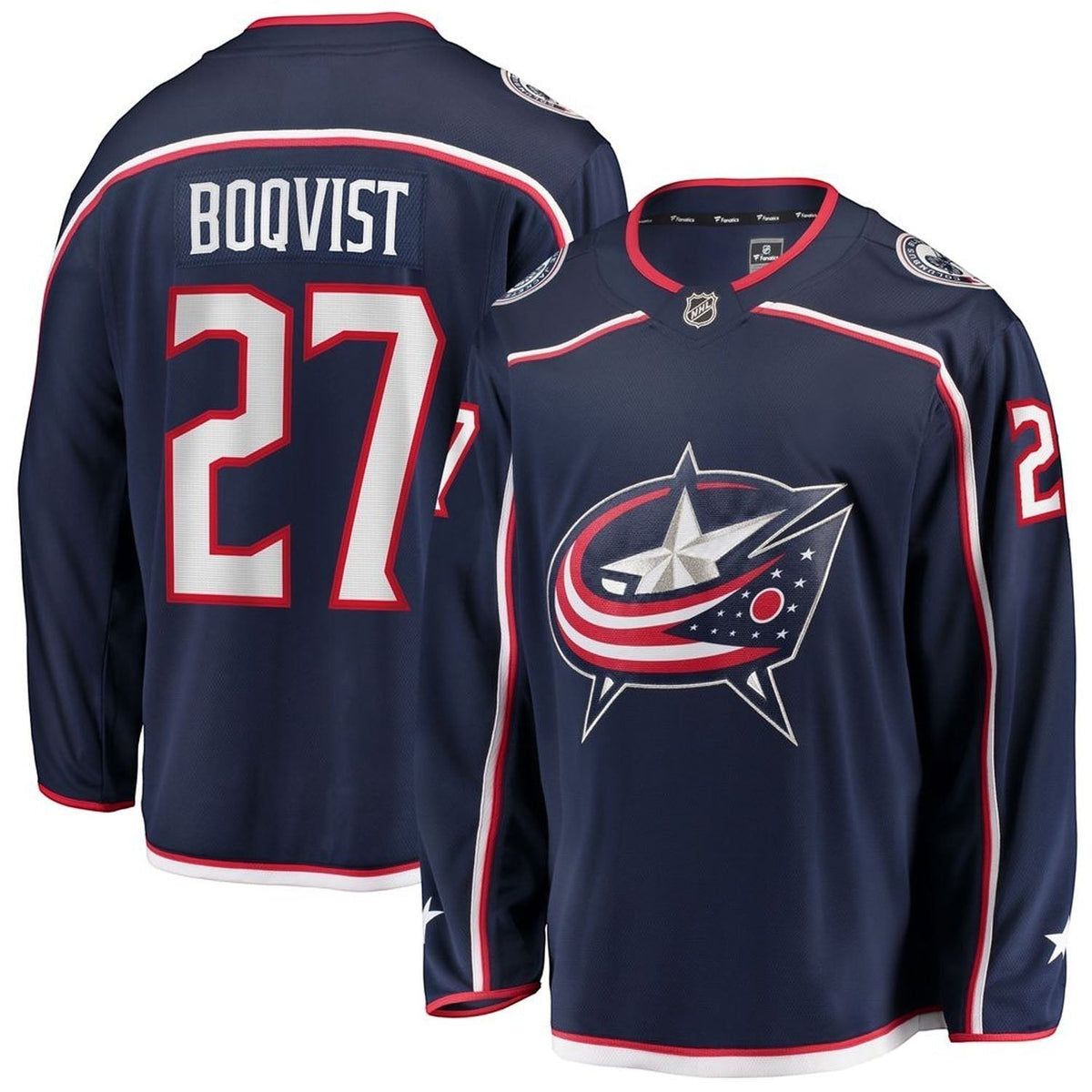 Sports Jersey Direct Adam Boqvist Columbus Blue Jackets 27 jersey in navy blue with white and red accents