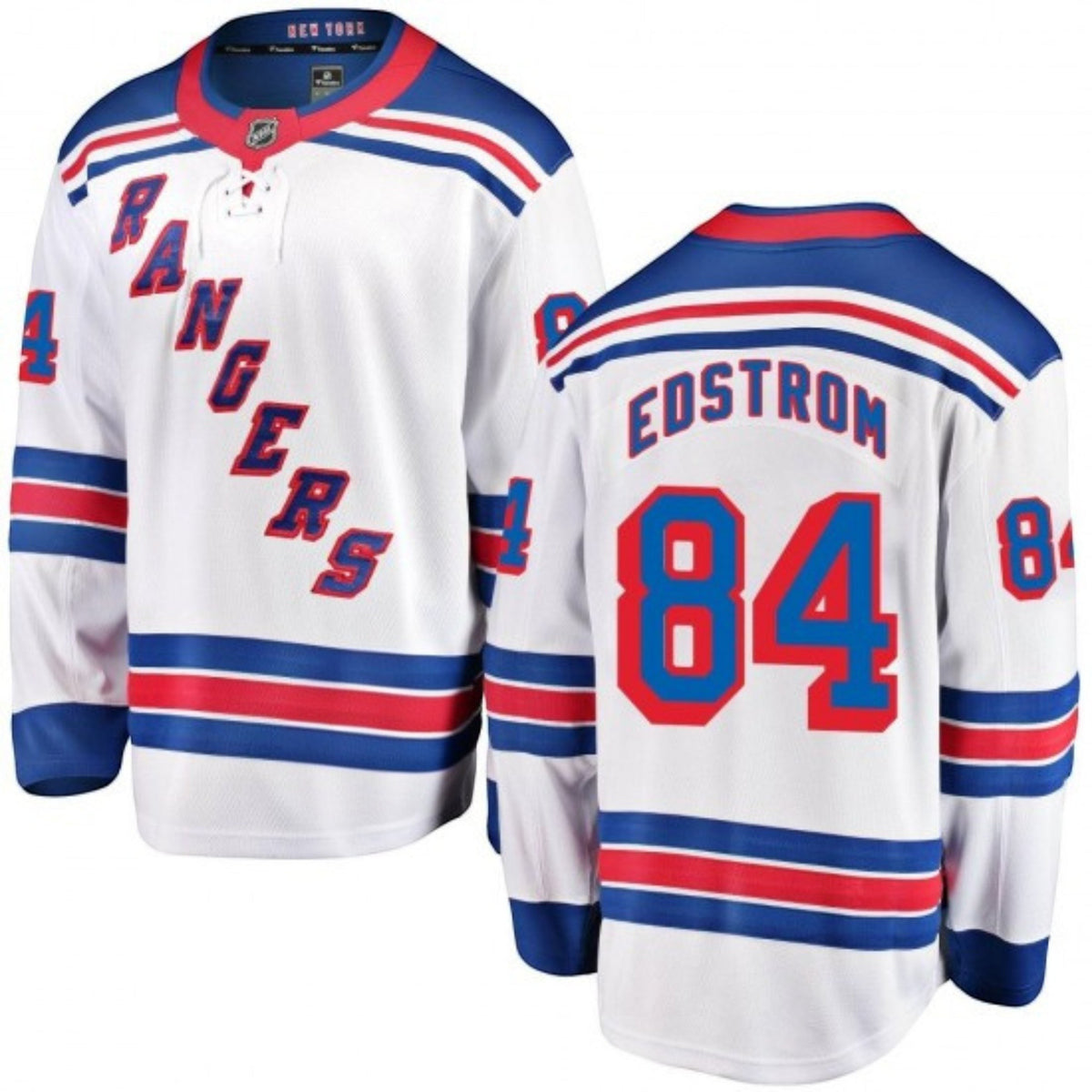 Sports Jersey Direct Adam Edstrom New York Rangers 84 white hockey jersey with blue and red team accents