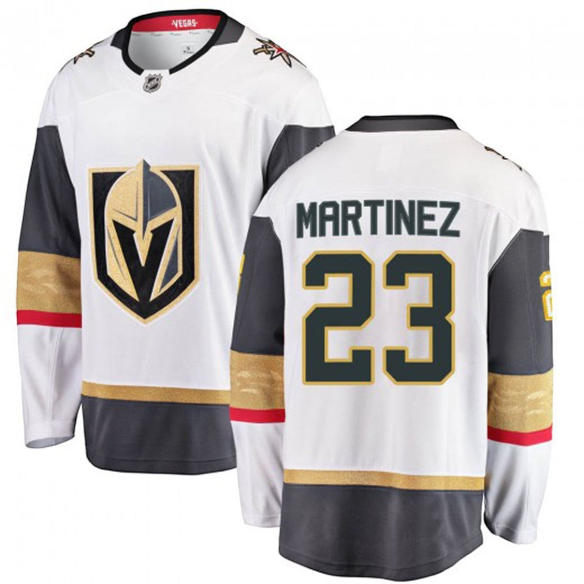 Sports Jersey Direct white Vegas Golden Knights Alec Martinez 23 hockey jersey with team logo and player details