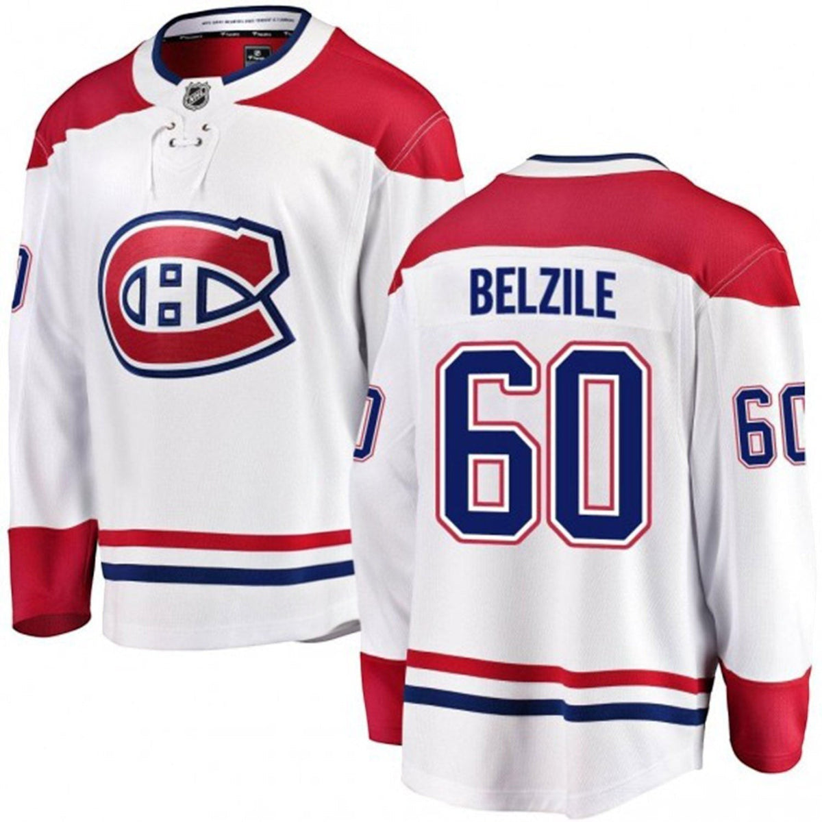 Sports Jersey Direct Alex Belzile Montreal Canadiens white hockey jersey with number 60 and team logo