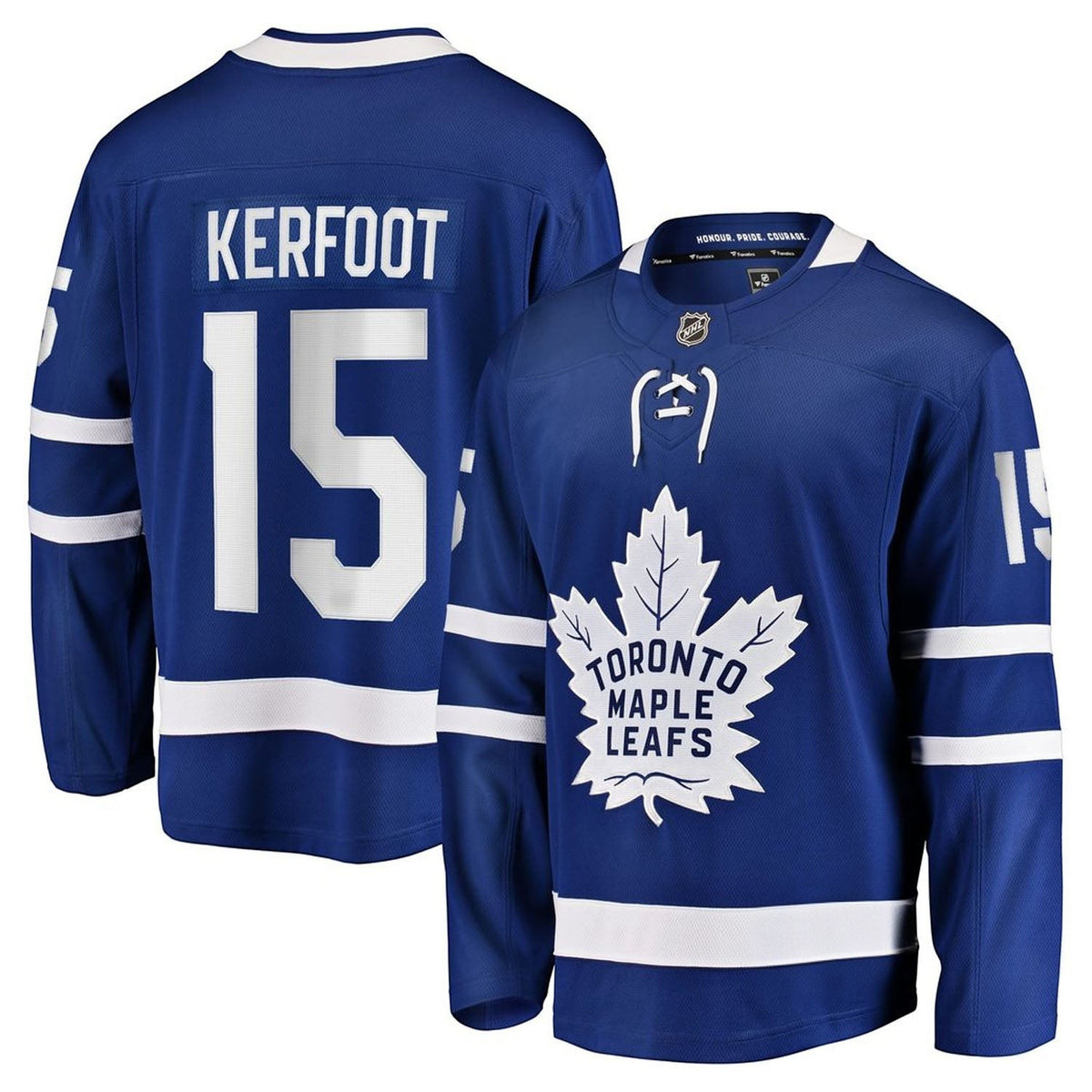 Sports Jersey Direct Alexander Kerfoot Toronto Maple Leafs 15 blue hockey jersey with white team logo and lettering