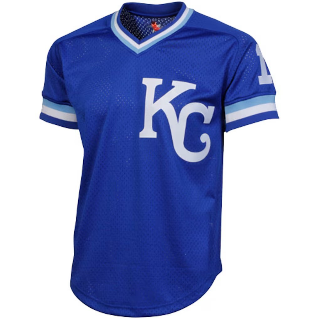 Sports Jersey Direct Bo Jackson Kansas City Royals 1989 royal blue mesh batting practice jersey with white trim