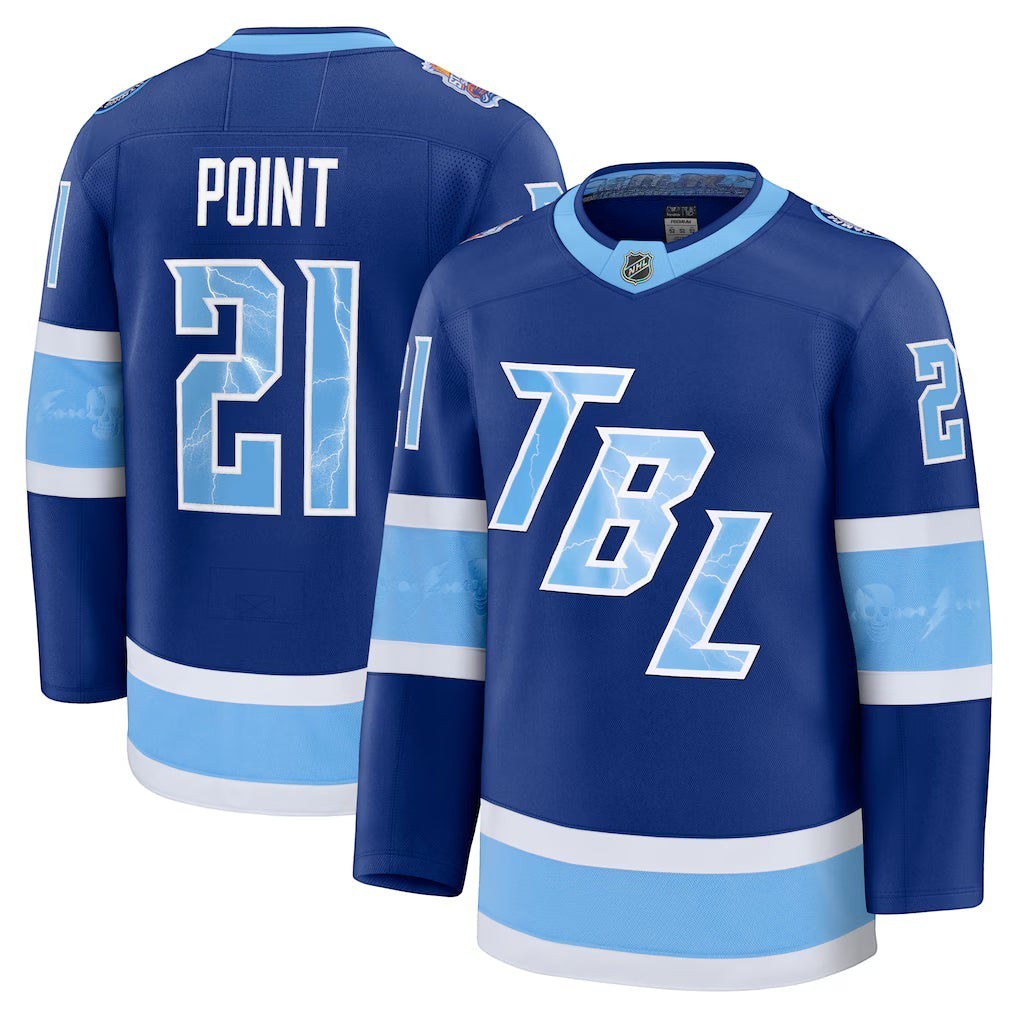 Sports Jersey Direct Brayden Point Tampa Bay Lightning blue Stadium Series premium hockey jersey with TBL graphic