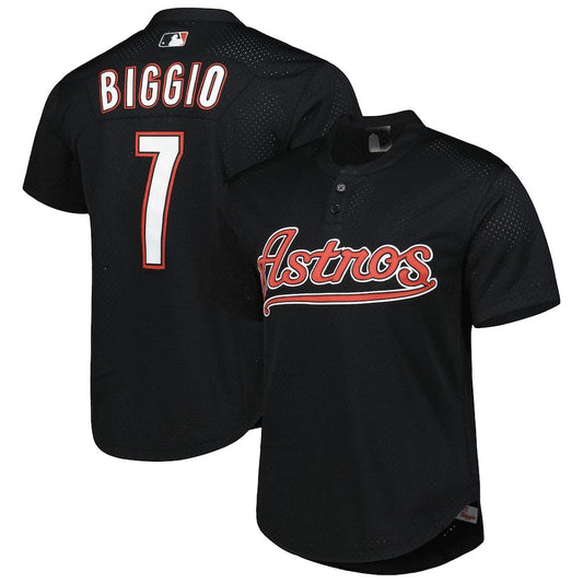 Sports Jersey Direct Craig Biggio Houston Astros black mesh batting practice jersey with white and red lettering