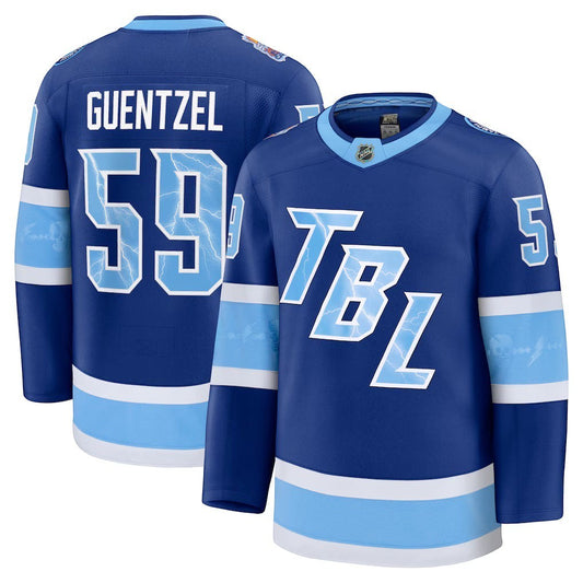 Sports Jersey Direct Jake Guentzel Tampa Bay Lightning 2026 Stadium Series blue premium hockey jersey front and back